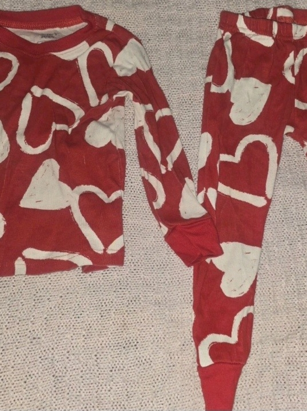Carter's Valentine Hearts Pajama Set 3T Red White Hearts Long Sleeve Sleepwear